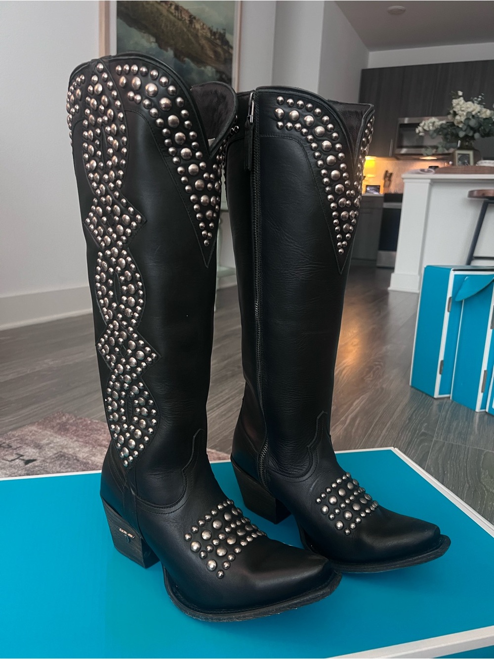 Lane Boots - Studded Helix Jet Black